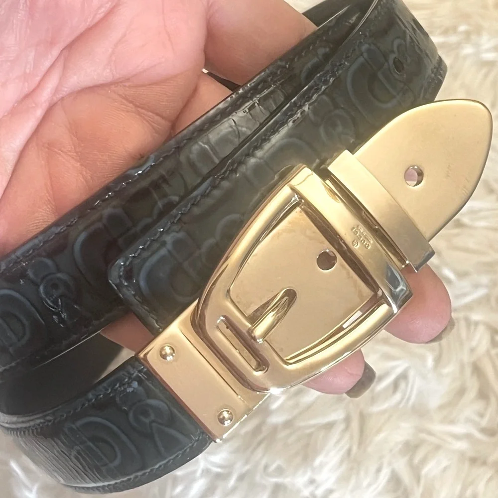 GUCCI Horsebit Leather Belt with Chunky Glossy Goldtone Buckle